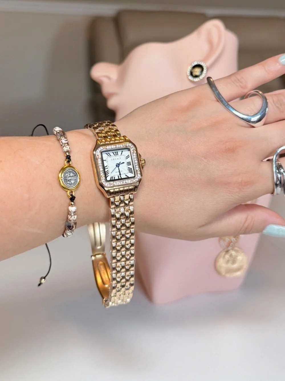 Gold Women's Bracelet Watch - Classic Roman Dial